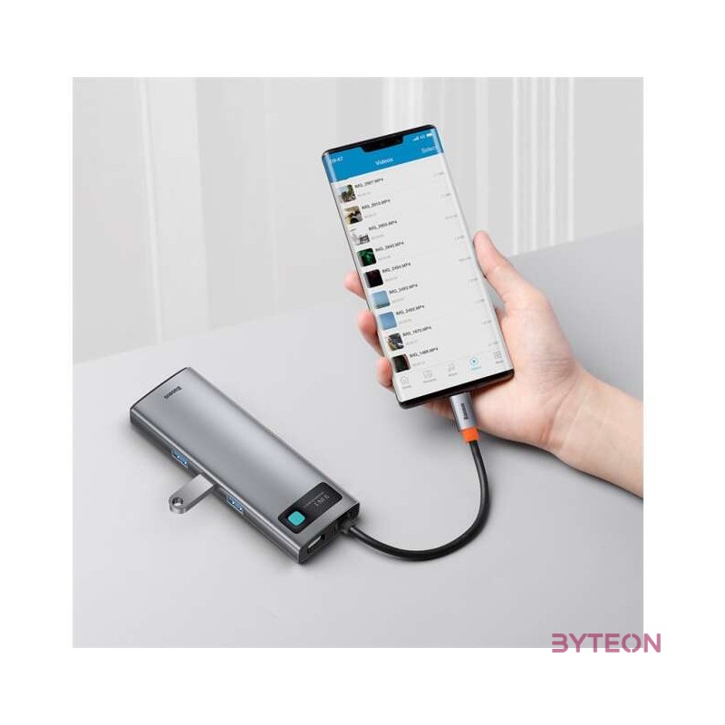 Baseus Metal Gleam Series 9 az 1-ben hub, USB-C - 3x USB 3.0  HDMI  USB-C PD  Ethernet RJ45  microSD , SD  VGA