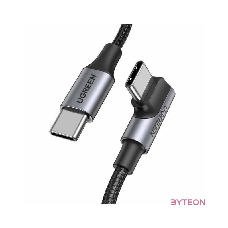 USB-C-USB-C kábel, ferde UGREEN US334 5A, PD 100W, 2m (fekete)