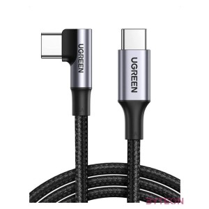 USB-C-USB-C kábel, ferde UGREEN US334 5A, PD 100W, 2m (fekete)