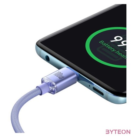 USB-C-kábel a USB-C Baseus Crystal Shine, 100W, 1.2m (ibolya)