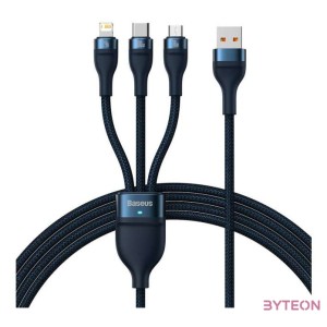 Baseus Flash Series 3 az 1-ben USB-kábel, USB-C  micro USB  Lightning, 100W, 1.2m (kék)