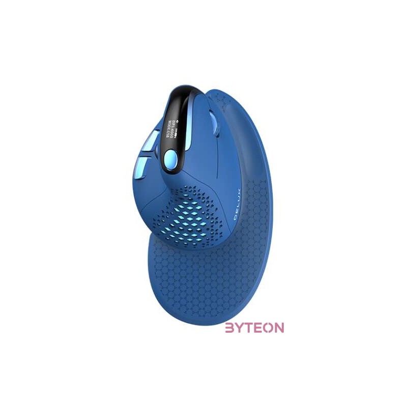 Delux M618XSD vezeték nélküli vertikális, ergonomikus egér BT2.4G RGB (kék)