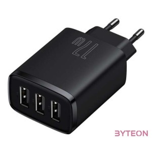 Baseus kompakt gyorstöltő, 3x USB, 17W (Fekete)