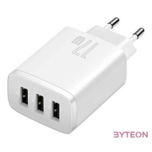 Baseus kompakt gyorstöltő, 3x USB, 17W (fehér)