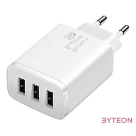 Baseus kompakt gyorstöltő, 3x USB, 17W (fehér)