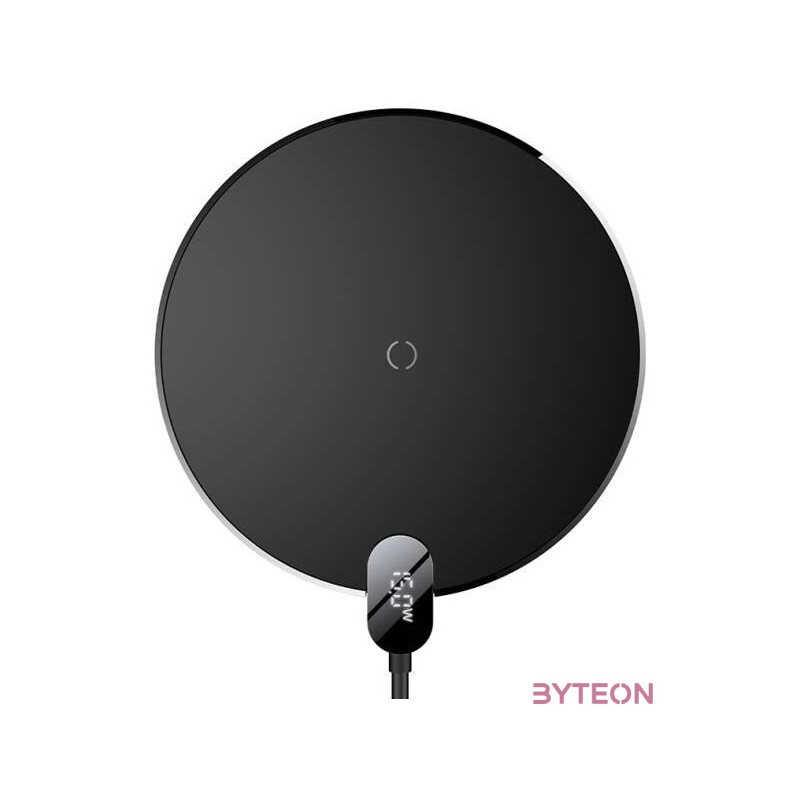 Induktív vezeték nélküli töltő Baseus Digital LED 15W (fekete)