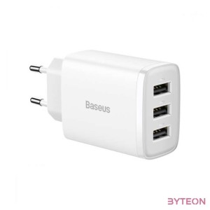 Baseus kompakt gyorstöltő, 3x USB, 17W (fehér)
