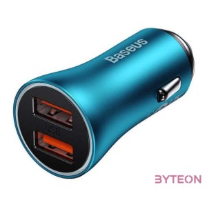 Baseus Golden Contactor Max autós töltő, 2x USB, 60W (kék)