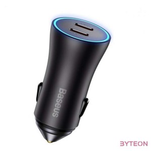 Baseus Golden Contactor Pro autós töltő, 2x USB-C, 40W (szürke)