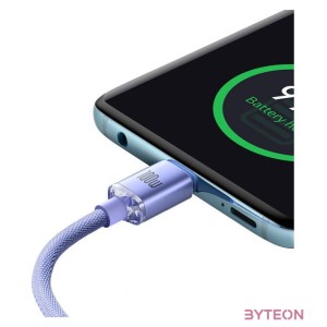 USB-C-kábel a USB-C Baseus Crystal Shine, 100W, 1.2m (ibolya)