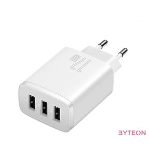 Baseus kompakt gyorstöltő, 3x USB, 17W (fehér)