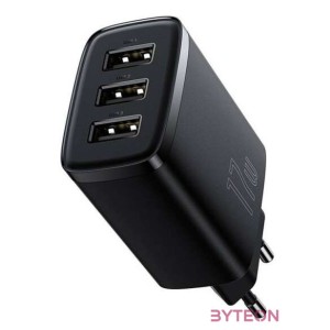 Baseus kompakt gyorstöltő, 3x USB, 17W (Fekete)