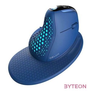 Delux M618XSD vezeték nélküli vertikális, ergonomikus egér BT2.4G RGB (kék)