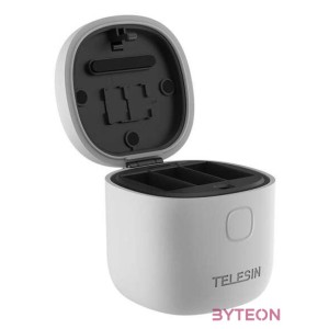 Allin box Telesin vízálló hármas töltő GoPro Hero 9 , Hero 10  2 akkumulátorhoz (GP-BTR-905-GY-B)