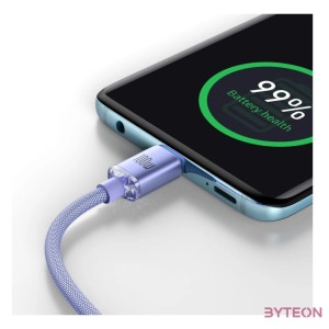 USB-C-kábel a USB-C Baseus Crystal Shine, 100W, 1.2m (ibolya)