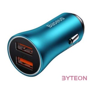 Baseus Golden Contactor Max autós töltő, 2x USB, 60W (kék)
