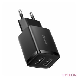 Baseus kompakt gyorstöltő, 2x USB, 10.5W (fekete)