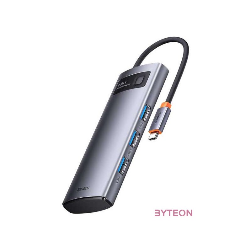 Baseus Metal Gleam Series 4 az 1-ben hub elosztó, USB-C - 4x USB 3.0