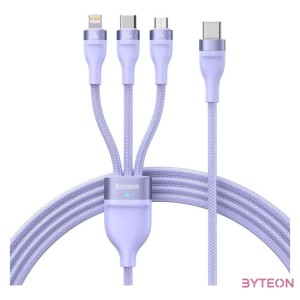 Baseus Flash Series 2, 3 az 1-ben USB kábel, USB-C , micro USB , Lightning, 100W, 1.5m (lila)