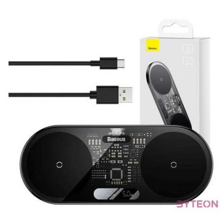 Baseus Digital LED Display Kettős Qi vezeték nélküli töltő, 20W