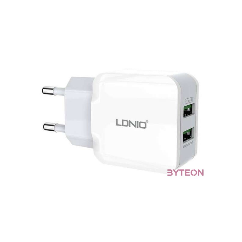 Wall charger LDNIO A2202, 2x USB, 12W (white)
