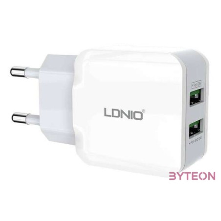 Wall charger LDNIO A2202, 2x USB, 12W (white)