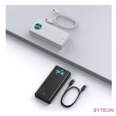 Baseus Amblight Powerbank 30000mAh, 4xUSB, USB-C, 65W (fehér)