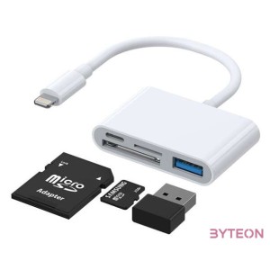 Lightning to USB OTG adapter Joyroom S-H142 SD card reader, microSD (white)