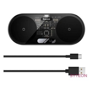 Baseus Digital LED Display Kettős Qi vezeték nélküli töltő, 20W