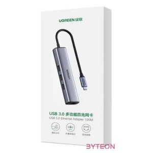UGREEN CM475 Adapter USB-C Hub to 3x USB 3.0, RJ45, USB-C PD (gray)