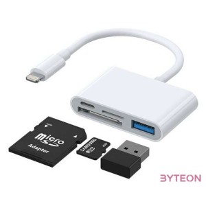 Lightning to USB OTG adapter Joyroom S-H142 SD card reader, microSD (white)