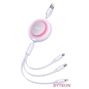 Baseus Bright Mirror 2, 3 az 1-ben Mikro USB , Lightning , USB-C kábel, 3.5 A, 1.1 m (lila)