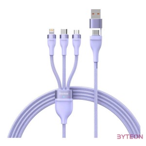 Baseus Flash Series 2, 3 az 1-ben USB kábel, USB-C , micro USB , Lightning, 100W, 1.5m (lila)