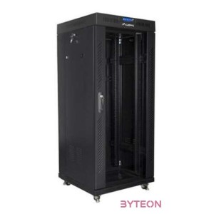 LANBERG free standing rack 19inch cabinet 27U 600x600 glass door LCD flat pack black