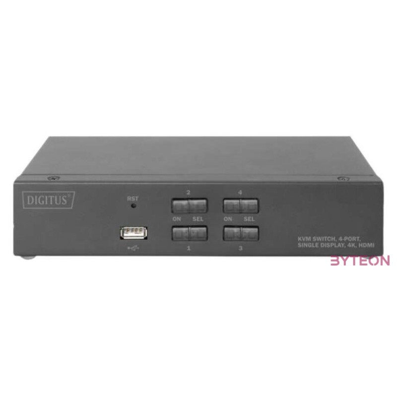 DIGITUS KVM Switch 2x1 HDMI 4-Port Single Display 4K,30Hz FreeSync
