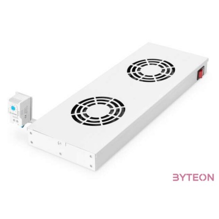 DIGITUS Cooling Unit 2xFan grey 19inch with thermostat  On,Off switch