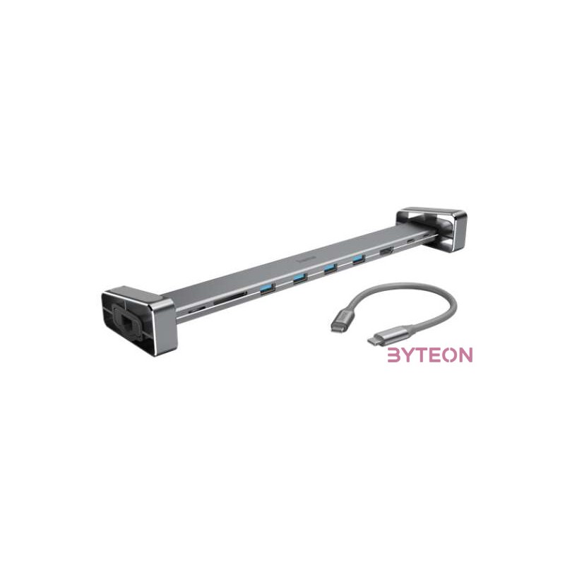 Hama 200103 ezüst USB 3.1 Type-C 9in1 HUB (USB 3.1, HDMI, LAN, USB-C, PD, SD)