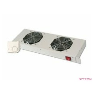 DIGITUS Cooling Unit 2xFan grey 19inch with thermostat  On,Off switch