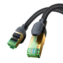 Braided network cable cat.8 Baseus Ethernet RJ45, 40Gbps, 1m (black)