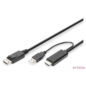 DIGITUS HDMI to DP adapter cable 2m 4K,30Hz external Power via USB - A