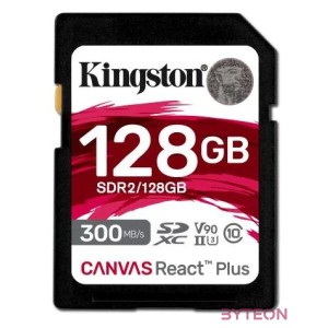 KINGSTON 128GB Canvas React Plus SDXC UHS-II 300R,260W U3 V90 for Full HD,4K,8K