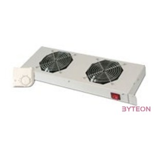 DIGITUS Cooling Unit 2xFan grey 19inch with thermostat  On,Off switch