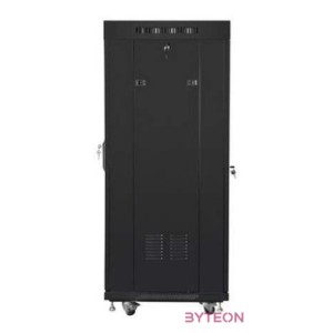 LANBERG free standing rack 19inch cabinet 27U 600x600 glass door LCD flat pack black