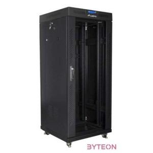 LANBERG free standing rack 19inch cabinet 27U 600x600 glass door LCD flat pack black