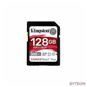 KINGSTON 128GB Canvas React Plus SDXC UHS-II 300R,260W U3 V90 for Full HD,4K,8K