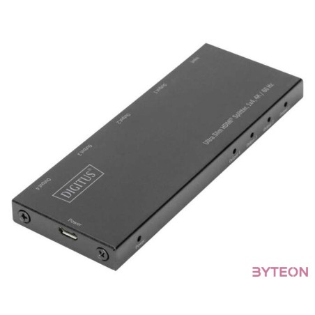DIGITUS DS-45323 Ultra Slim HDMI Splitter 1x4 4K,60Hz HDR HDCP 2.2 18Gbps Micro USB powered