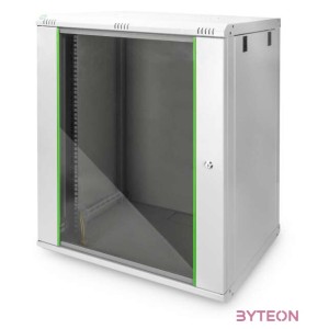 DIGITUS 19inch Wall Cabinet 16HE SoHoline RAL7035 grey without tray 816x600x450mm with glass door