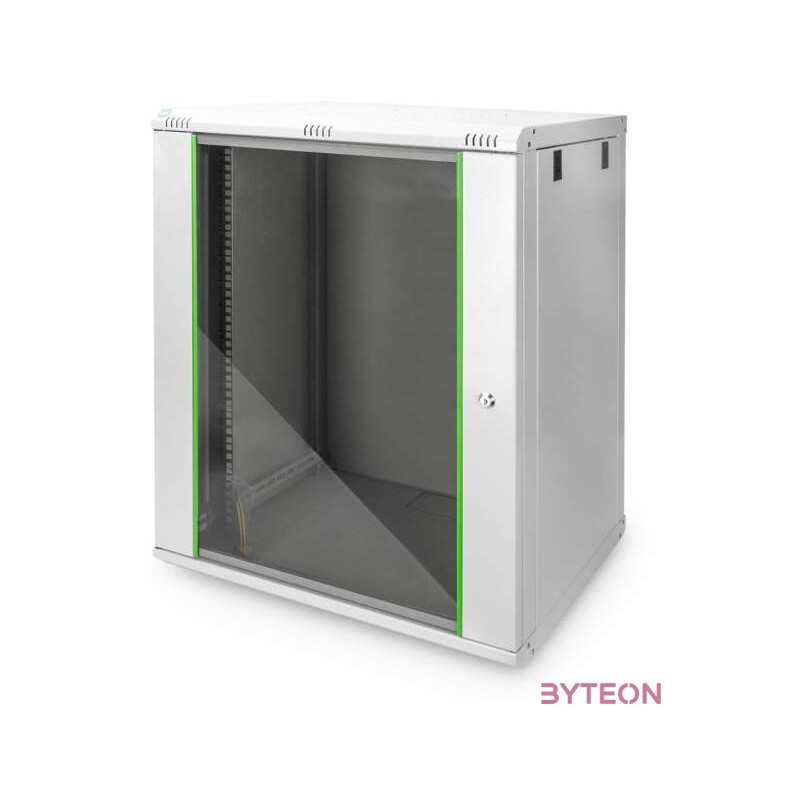 DIGITUS 19inch Wall Cabinet 16HE SoHoline RAL7035 grey without tray 816x600x450mm with glass door