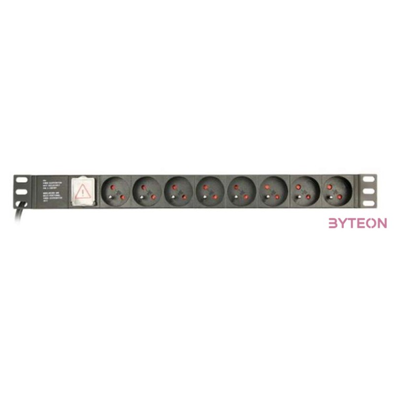 GEMBIRD Power distribution unit PDU 8 French sockets 1U 16A C14 plug 3m cable