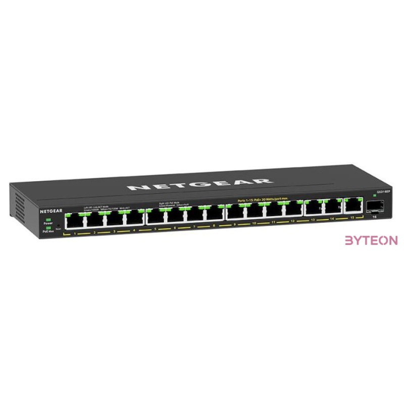 NETGEAR 16PT GE Plus Switch W, POE
